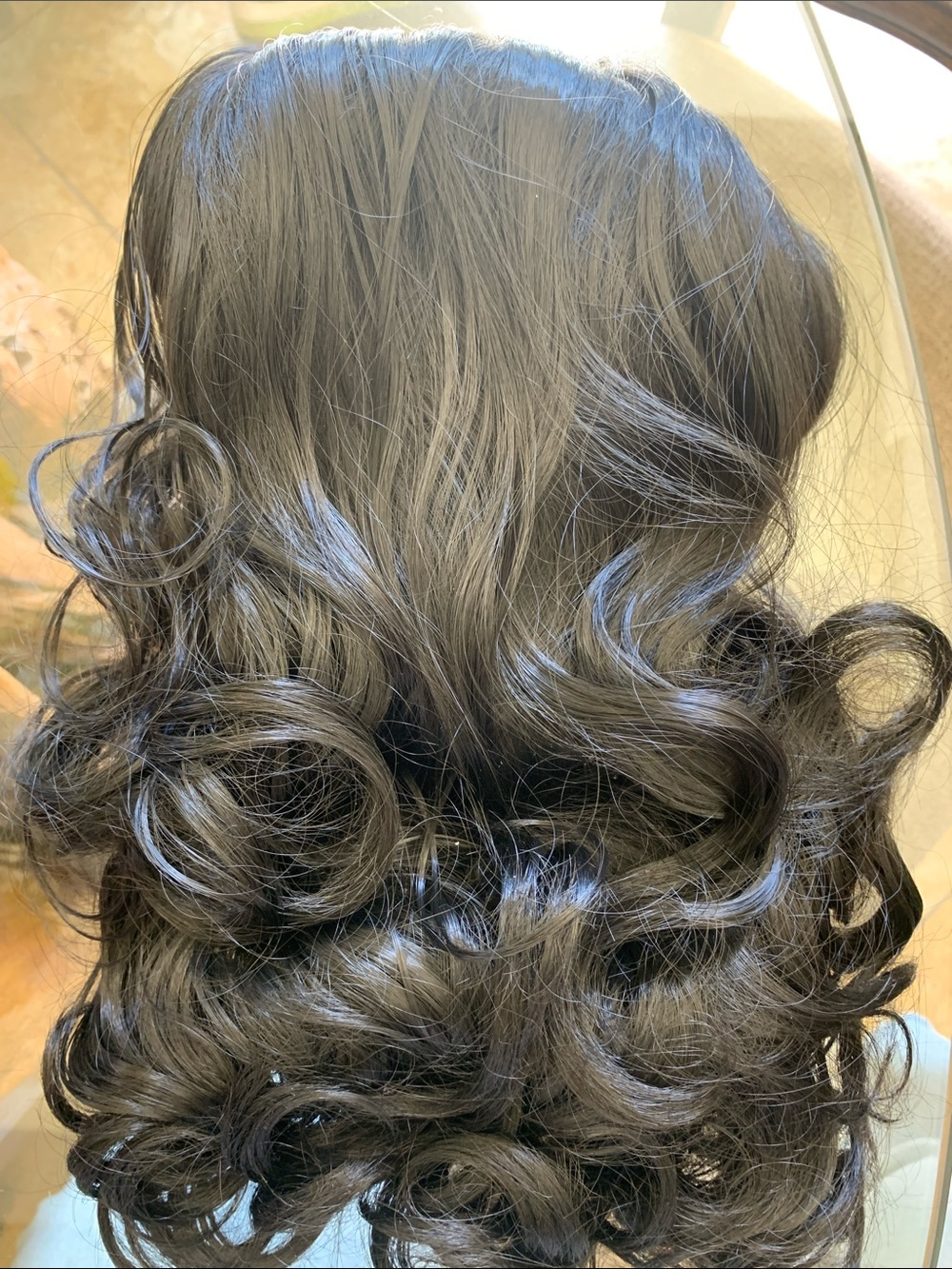 Luxurious Black Wavy synthetic Wig with Soft natural looking Curls
